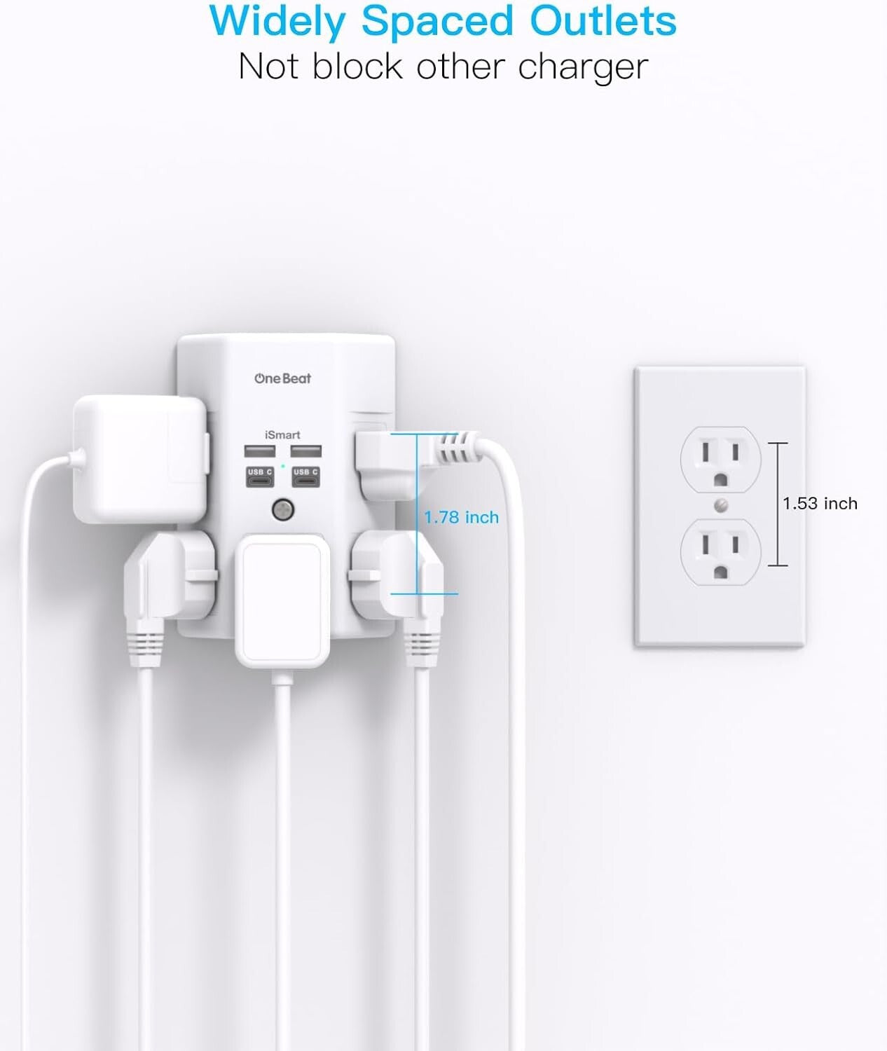 5 Outlet Extender Surge Protector Multi Plug Wall Adapter USB Charger Ports With