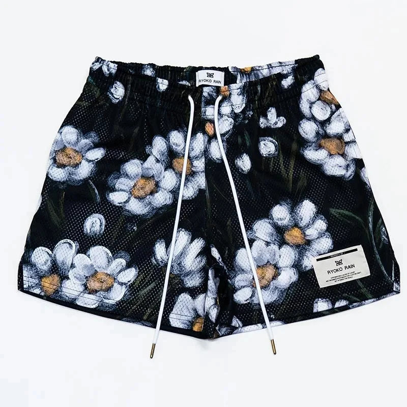 New Men'S and Women'S Universal Mesh Summer Casual Shorts Quick Dry Sports Shorts Beach 3D Printed Drawstring Breathable Shorts