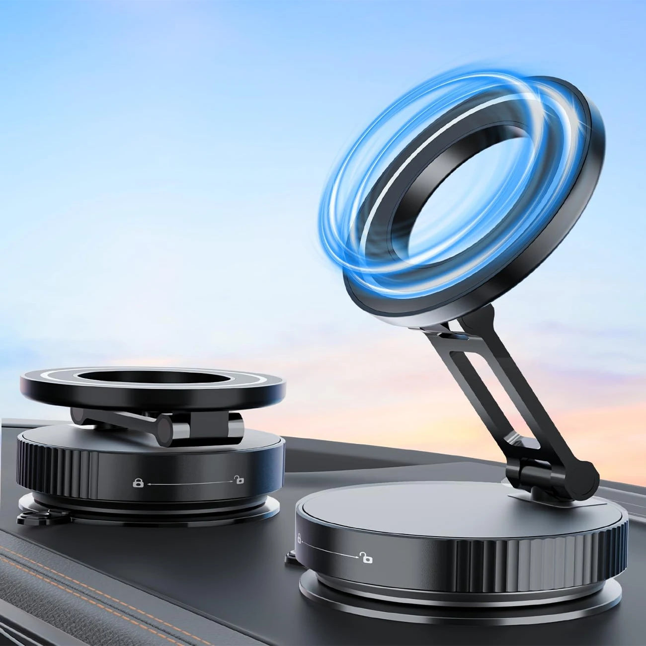Vacuum Magnetic Phone Holder, Magsafe Suction Cup Phone Holder, 360 ° Adjustable Magnetic Phone Holder, Pocket Sized Foldable
