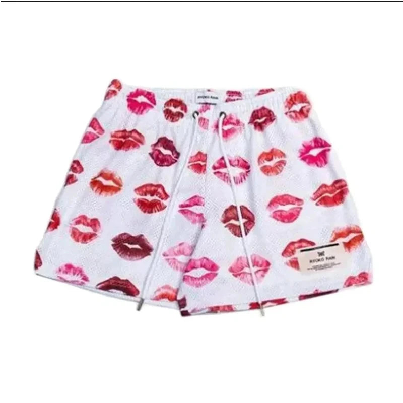 New Men'S and Women'S Universal Mesh Summer Casual Shorts Quick Dry Sports Shorts Beach 3D Printed Drawstring Breathable Shorts