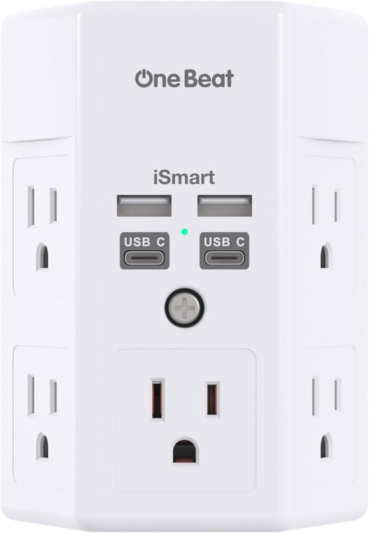 5 Outlet Extender Surge Protector Multi Plug Wall Adapter USB Charger Ports With