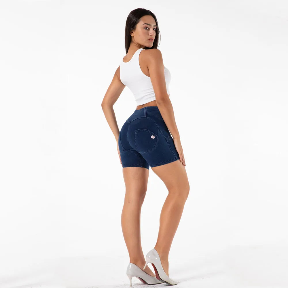 Melody Slim Fit Comfy Short Pants High Waisted Womans Yoga Shorts Ladies Blue Sports Shorts Push up Denim Shorts for Women